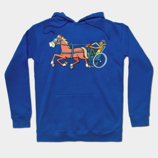 trotting horse pulls a sports carriage with a driver Hoodie